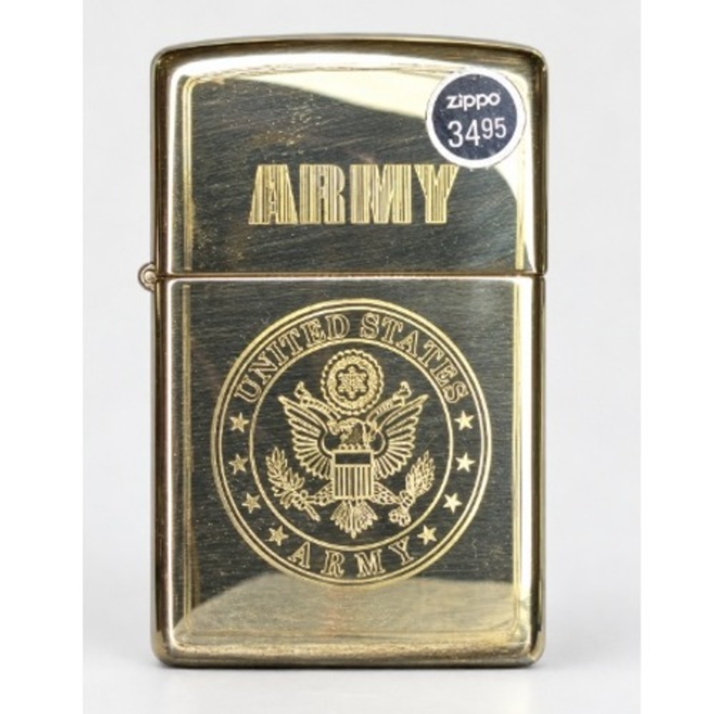 Zippo Gold Brass US Army High Polish Windproof Military Collectible Lighter NWT